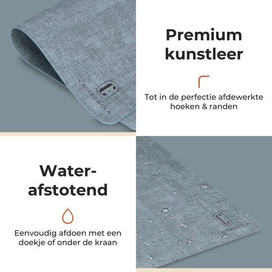 Sets de table Castagnola aspect cuir - Sets de table antidérapants en cuir artificiel - Sous-verre hydrofuge - Sous-verre - Sets de table en plastique - 6 pièces - 45 x 30 cm - Bleu mélangé