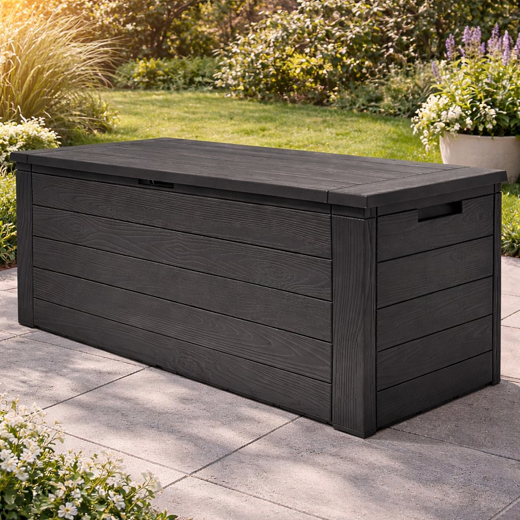 Boîte de rangement éxtérieur - Deubois - anthracite - Extérieur - Convient pour la terrasse, le balcon et le jardin -120 x 46 x 57cm - Gris