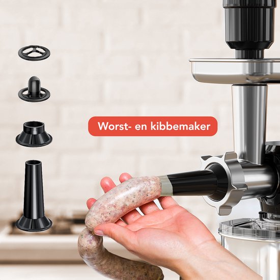 KitchenBrothers Kitchen Robot - Robot de cuisine 6-en-1 - 1500W - Avec hachoir, blender et 15 accessoires - Bol en acier inoxydable de 6,2L - Anthracite