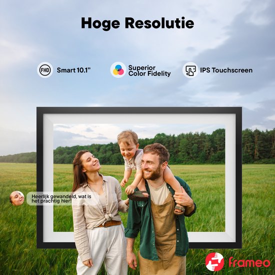 Cadre photo numérique Denver 10,1 pouces - HD - Frameo App - Cadre photo - WiFi - écran tactile IPS - 16 Go - PFF1016
