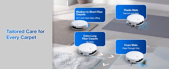 ECOVACS - DEEBOT T50 Max Pro Omni Gen 2 - Robot aspirateur et laveur de sol - Puissance d'aspiration de 18 500 Pa - Robot aspirateur autonettoyant avec système de lavage à l'eau chaude - Station de vidage automatique - Adapté aux poils d'animaux
