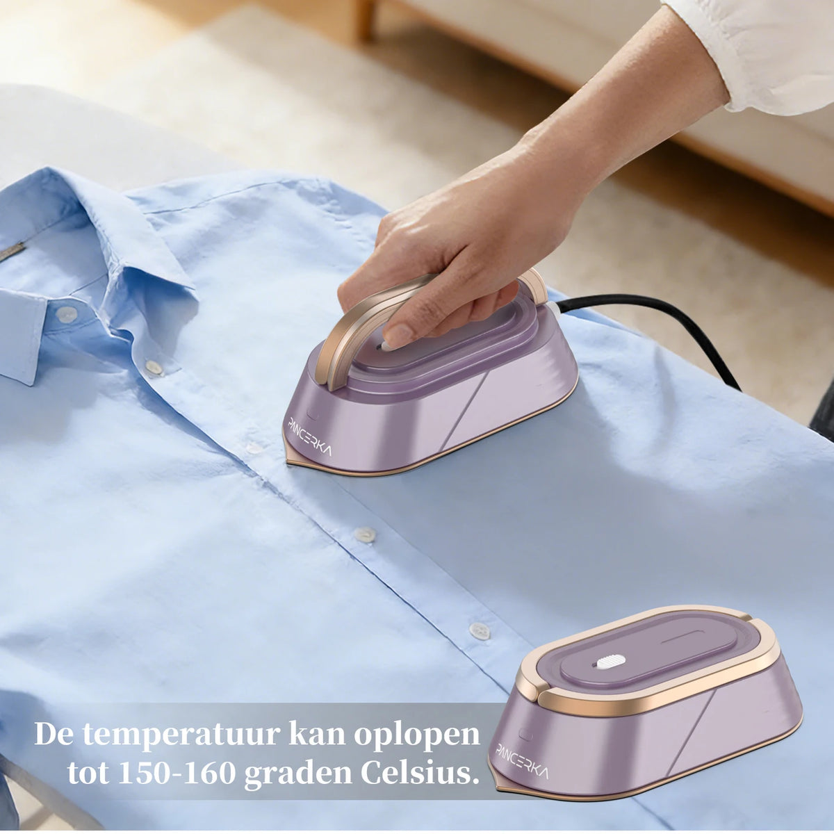 Fer à repasser portable PANCERKA - 110-240 V - Chauffage rapide en 18 secondes - Compact et léger