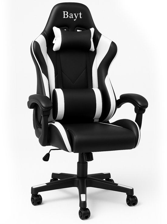 Bayt Chaise de jeu - Chaise de jeu - Chaise de jeu - Dossier réglable - Chaise de jeu confortable - Noir et blanc