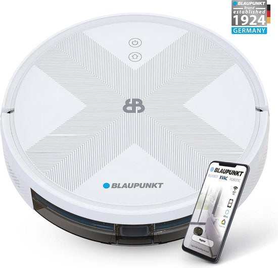 Blaupunkt Robot Aspirateur Bluebot XVAC - Avec station de recharge - Navigation intelligente - Fonction balayage possible - Blanc