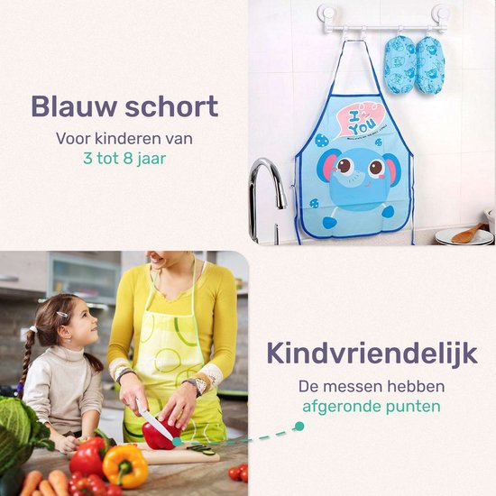 Qwali Blue Children's Knives Set - Safe - Inc. cutting board - Children's - Cutlery - Knives Child - Kitchen - Toys