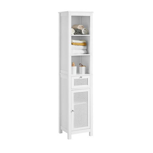 SoBuy Armoire de toilette - Armoire haute - 1 tiroir - 3 étagères - 35 x 32 x 161 cm - Blanc