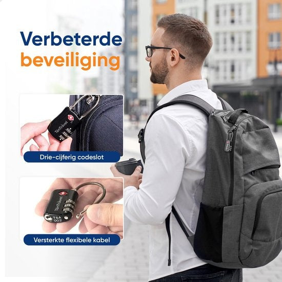 TenTravel Serrure à bagages avec code à 3 chiffres - Serrure à numéro TSA - Cadenas - Serrure de voyage - Serrure à bagages sans clé - Serrure à bagages polyvalente - 2 pièces