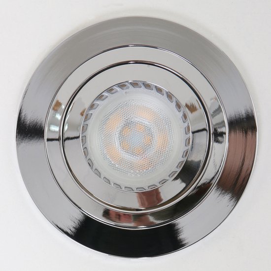 Spot encastrable Pelite 7304CH en chrome brillant, Ø 10 cm - Style moderne, orientable, adapté à un usage intérieur - Steinhauer, métal, électronique, plastique