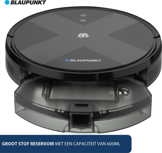 Blaupunkt Bluebot XVAC BPK-VCBB1XVBWT - Robot aspirateur avec fonction balayage - Station de recharge - Navigation gyroscopique intelligente - avec réservoir d'eau