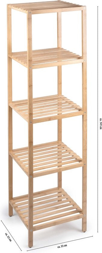 alpina Support de salle de bain - 5 couches - Bois de bambou écologique - Meuble de salle de bain - Serviettes, shampoing et après-shampoing