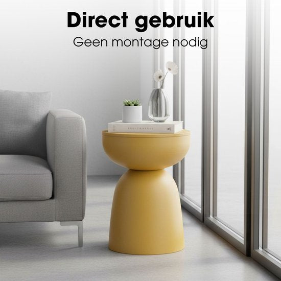 Table d'appoint Mica Decorations Elliot - Table d'appoint ronde H45 x Ø32 cm - Petite table d'appoint pour le salon ou la chambre - Idéale comme table pour plantes - Fer avec revêtement par poudrage - Jaune ocre