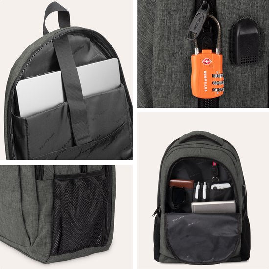 TRVLMORE Sac à dos - 36L - 17 inch - Sac à dos pour ordinateur portable - Sac d'école - Homme et femme - Sacoche pour ordinateur portable - Splashproof Gris Vert