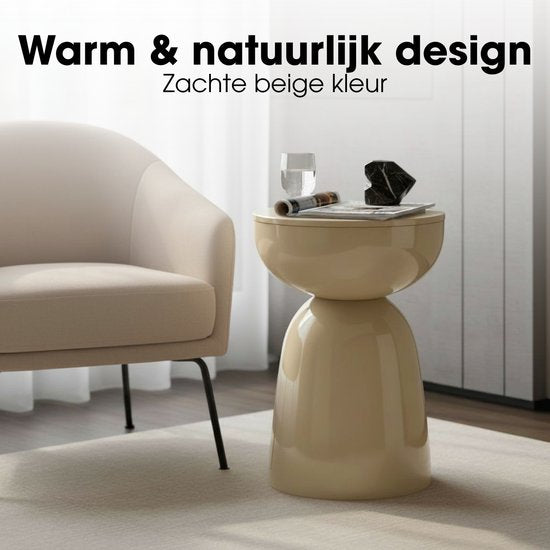 Mica Decorations Elliot Table d'appoint - Table d'appoint ronde H45 x Ø32 cm - Petite table d'appoint pour le salon ou la chambre - Idéale comme table pour plantes - Fer avec revêtement par poudrage - Beige