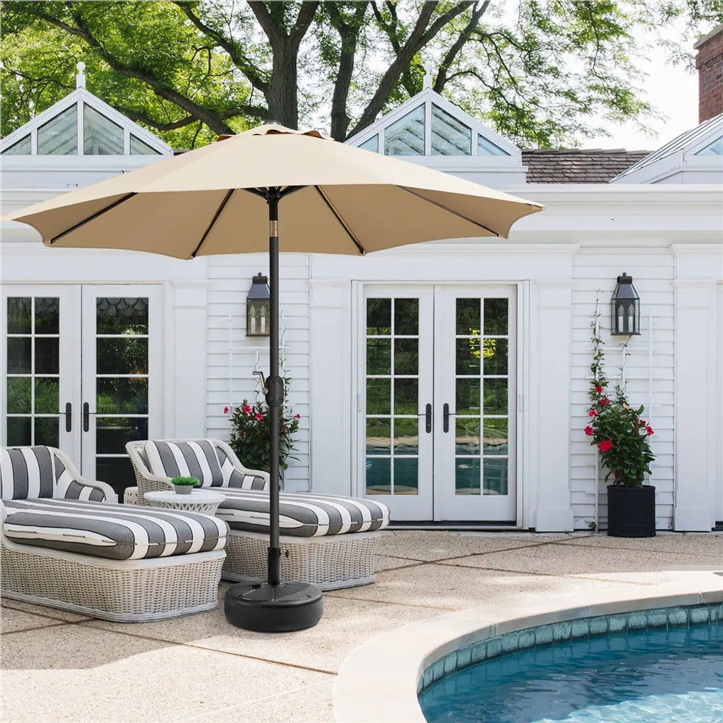 Yaheetech Pied de parasol - Remplissable - Rond - 46x46x33 cm - Noir