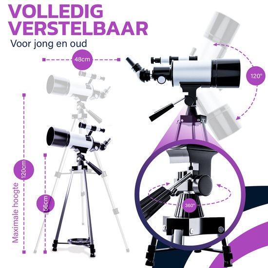 EarthVision Téléscope Classico - Télescope pour adultes et enfants - 333x Grossissement - Astronomie - Vision nocturne - Astronomie - Étanche - Blanc