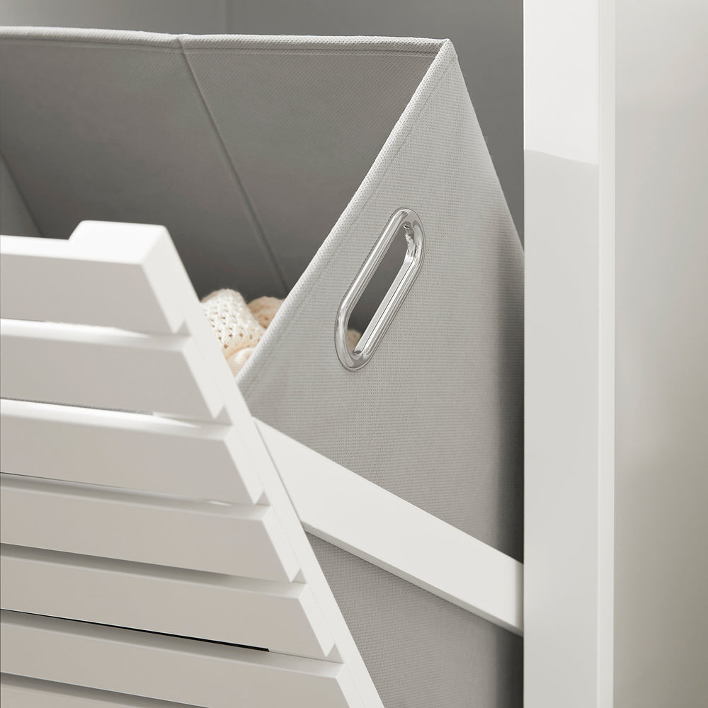 SoBuy BZR67-W Meuble de salle de bain - Panier à linge inclinable - Bois MDF blanc - 42x30x90 cm