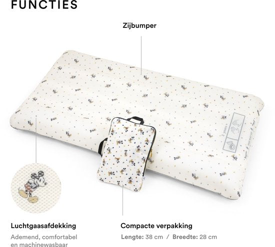 Stokke JetKids CloudSleeper, Mickey Celebration - Lit de voyage gonflable - Pompe intégrée, housse en maille respirante et protections sur toute la longueur pour assurer la sécurité de votre enfant - pour les enfants à partir de 3 ans