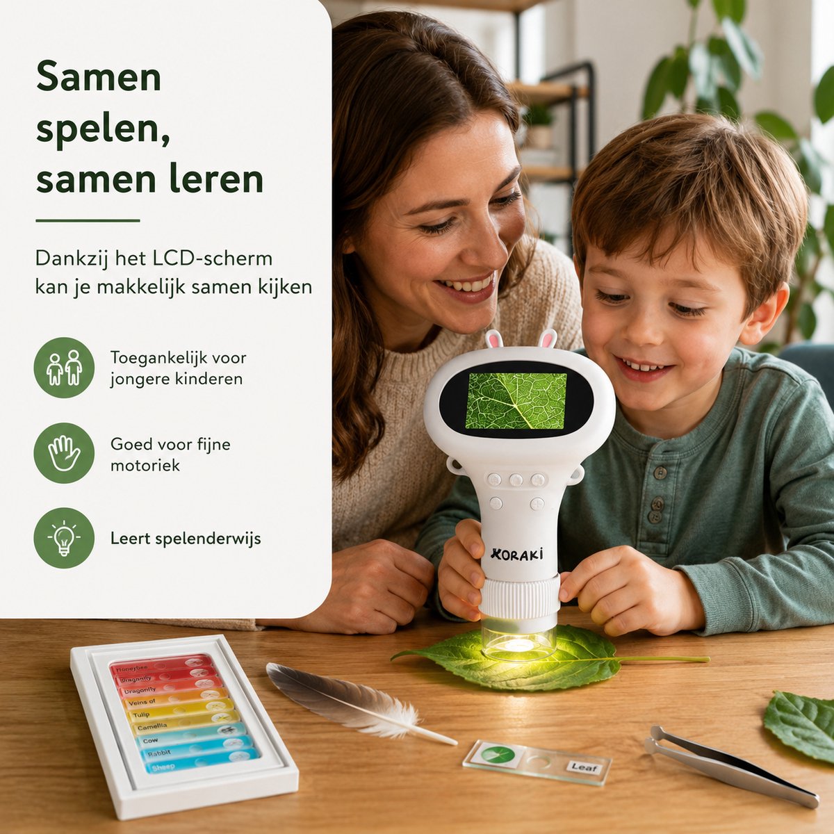 Microscope numérique Koraki® pour enfants - Écran LCD - 30x-50x - Appareil photo - Carte Micro-SD