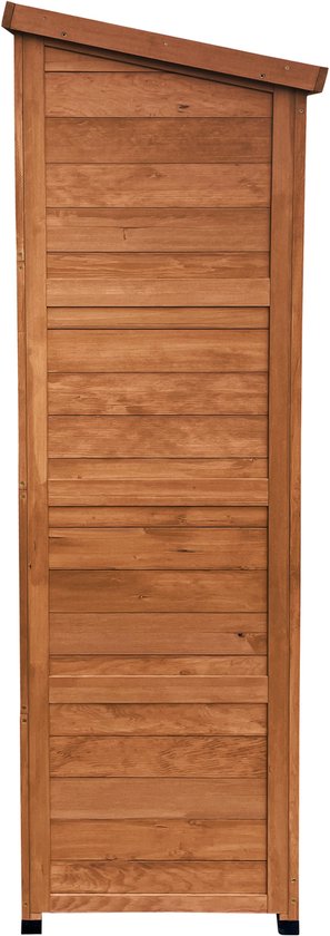 Armoire de rangement en bois AXI Hugo, couleur café - Armoire de jardin avec toit galvanisé - 3 étagères et un fond - Bois certifié FSC - Fermeture magnétique - 85 x 52 x 174 cm