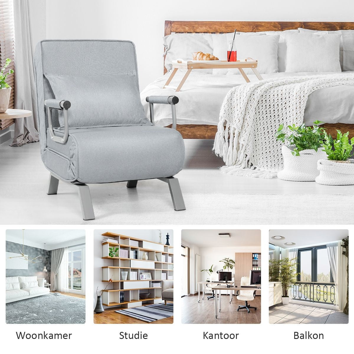 Coast Cabrio Sleep Sofa Fauteuil pliant Besinbedbank Canapé-lit 5 positions Light Grey