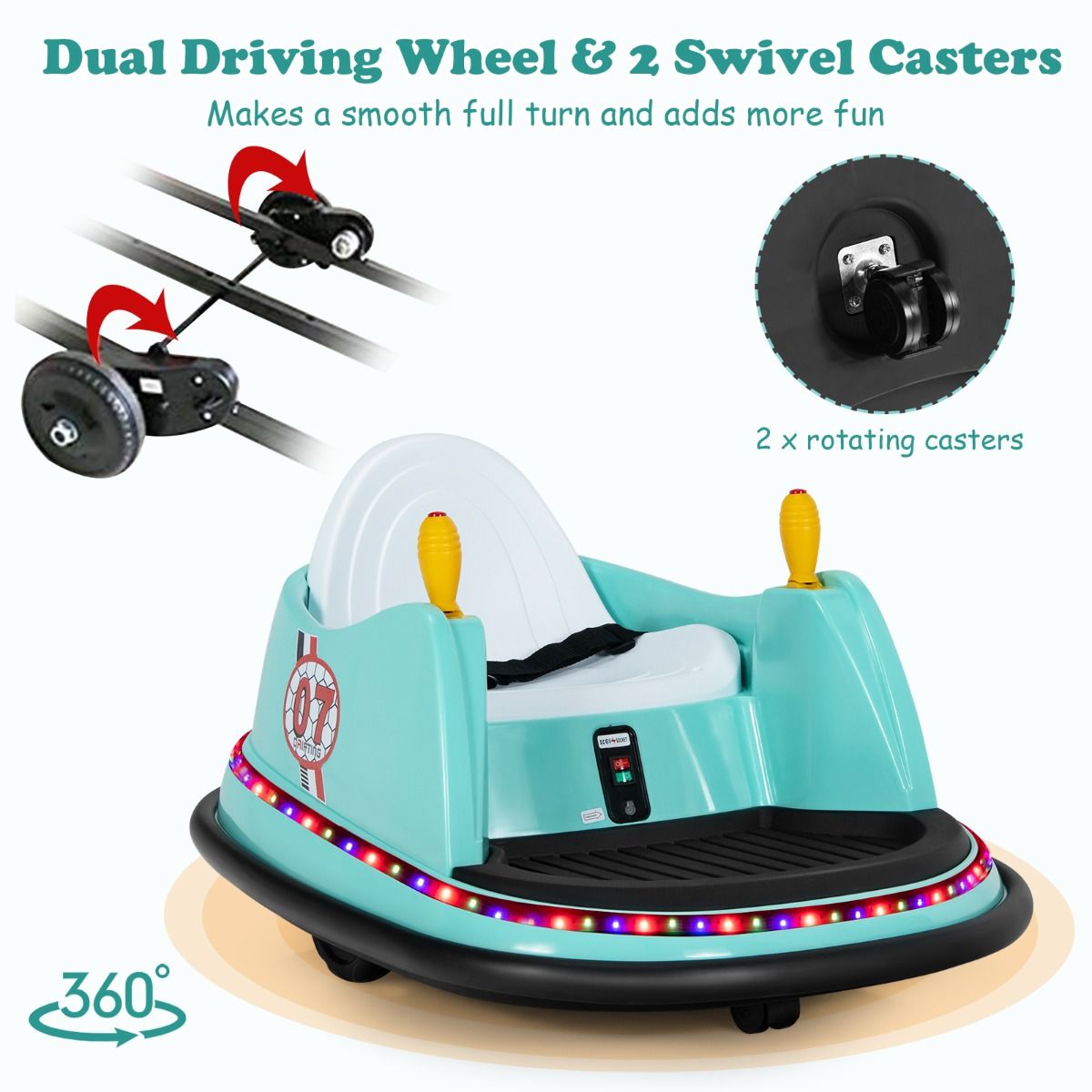 Coast - Voiture électrique pour enfants - télécommandée - pivotante à 360 degrés - verte