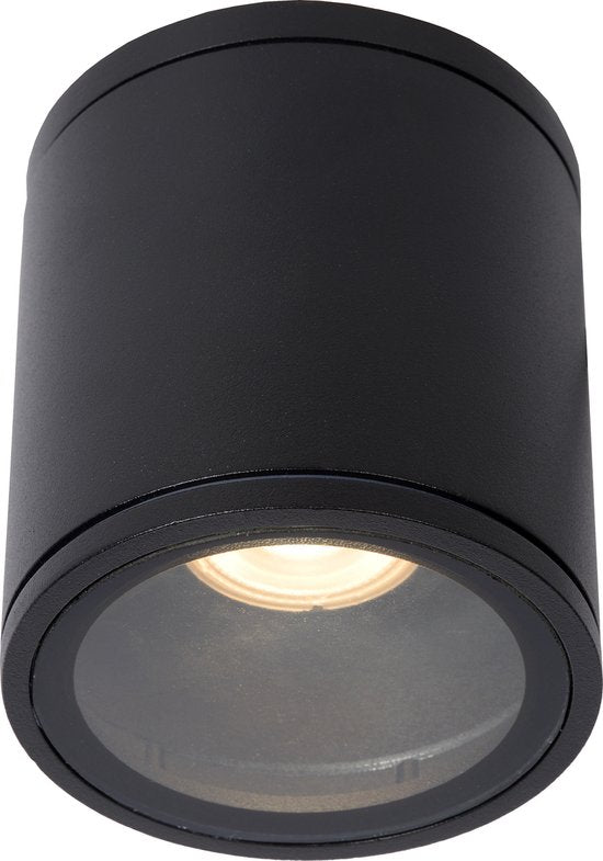 Lucide AVEN - Spot de plafond (lampe de plafond) pour salle de bains - Ø 9 cm - 1xGU10 - IP65 - Noir