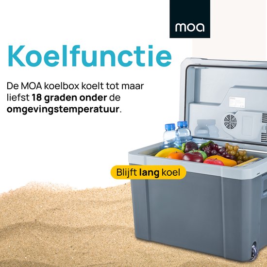 MOA Coolbox électrique 12v 230 volt - Coolbox 40L - Frigobox - Réfrigérateur de camping - Voiture et camping - Gris
