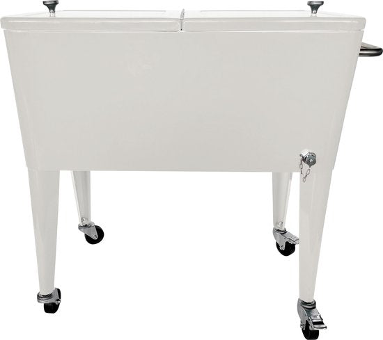 AXI Retro Cooler Blanc - Glacière à roulettes - Capacité de 76 L - Glacière avec robinet de vidange