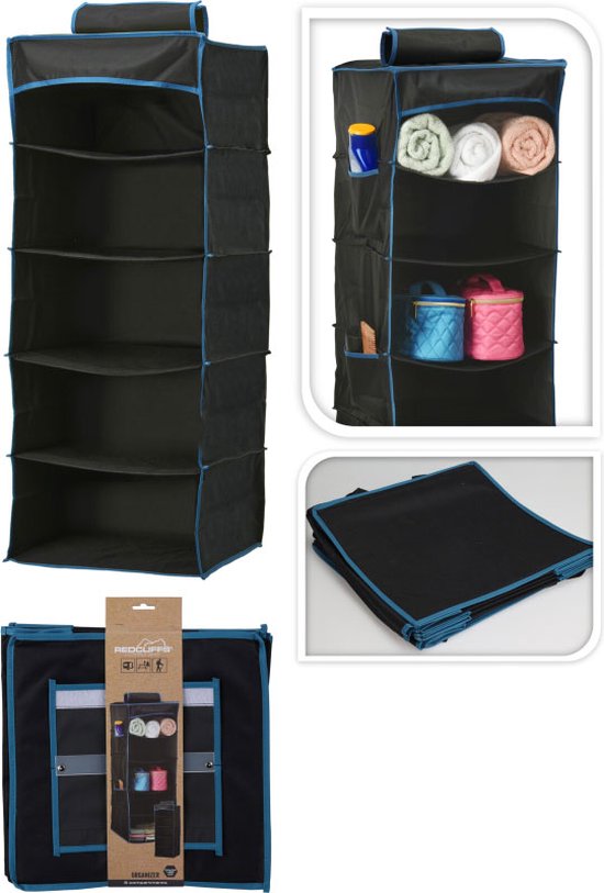 Redcliffs Tent organiser - Organiseur suspendu 5 compartiments - 34x34x85cm-600D Oxford polyester-PU coated
