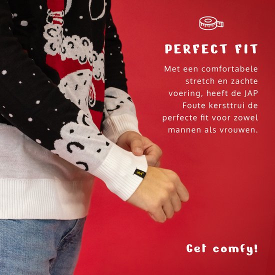 Pull de Noël JAP avec guirlande lumineuse (taille XL) - 100 % recyclé - Ne gratte pas - Cadeau de Noël pour adultes - Pull de Noël kitsch pour femmes et hommes - Holly Jolly - Noir