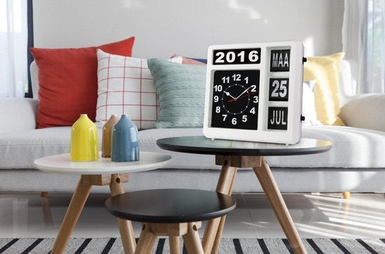 Perel Horloge murale Flipchart avec calendrier - 31 x 31 cm - hollandais