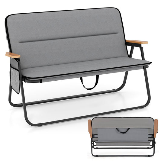Chaise de camping double Coast - pliable - coussin amovible - gris