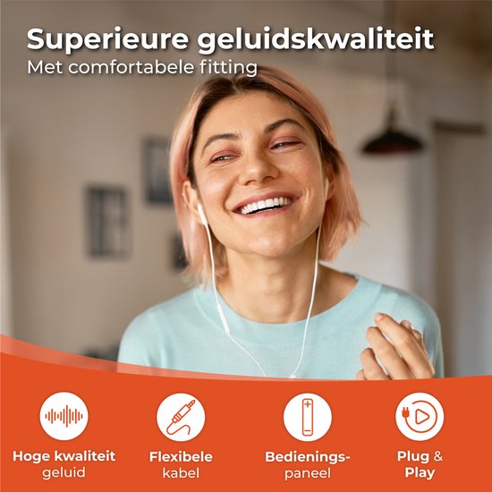 Nuvance - Ecouteurs avec fil - Connexion jack 3,5 mm - Ecouteurs avec fil - Ecouteurs intra-auriculaires avec fil et microphone - Blancs