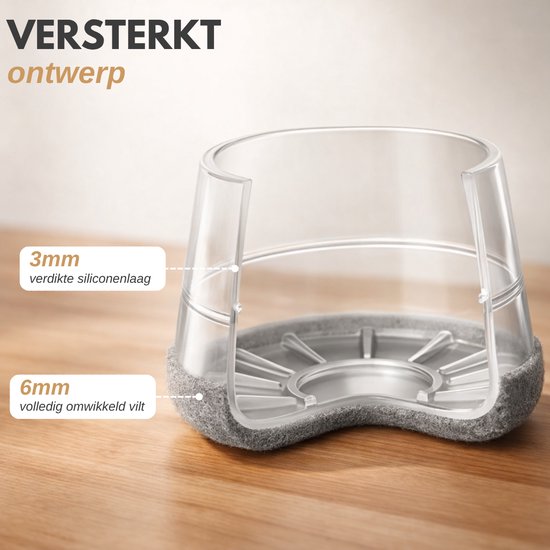 Protège-pieds de chaise Vaive ronds avec feutre – 24 pièces – Embouts pour pieds de chaise Ø 24-30 mm – Protection de sol pour chaises - Gris