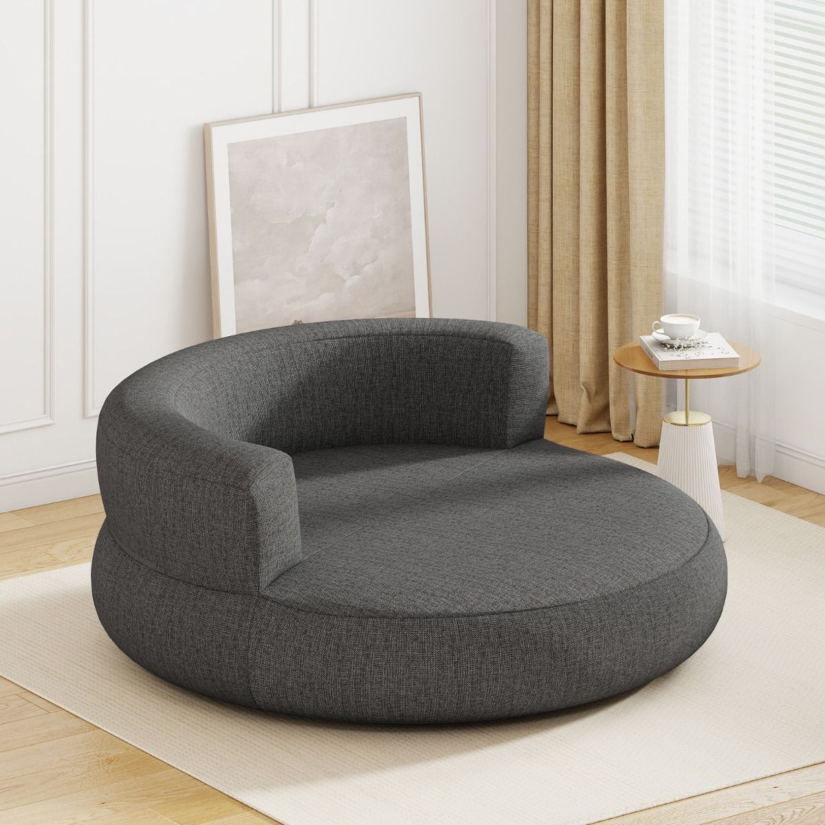 Canapé gonflable Coast - conception ergonomique - housse amovible - gris - 160 x 164 x 61 cm