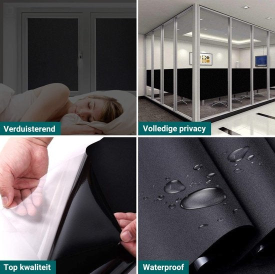 Toile d'occultation Homewell 120x300cm - Film pour fenêtre occultant - Blackout - Anti-regard, Isolant et Protection Solaire - Réutilisable - Statique - Noir