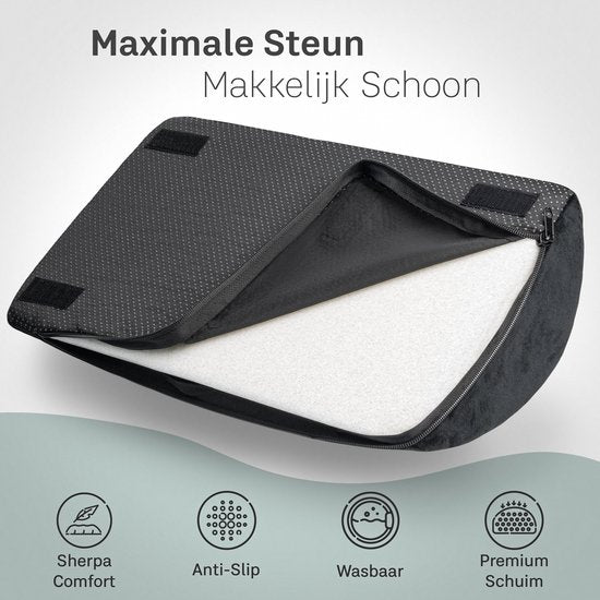 CozySense® Footrest Desk - Tabouret ergonomique à 2 hauteurs - Antidérapant et housse Sherpa lavable - Repose-pieds pour la maison et le bureau - Noir