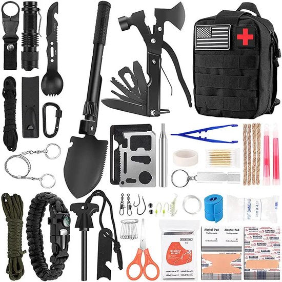 Kit d'urgence Garpex® - Kit de survie - Kit de survie complet - Kit de camping - Kit de plein air - Trousse de premiers secours