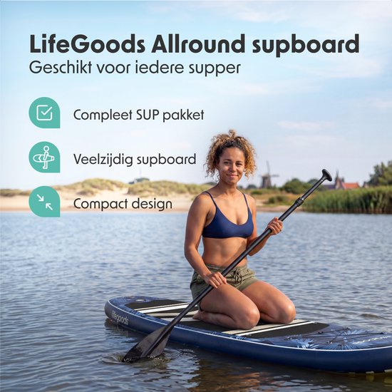 LifeGoods PaddlePro SUP Board - avec siège - Planche à pagaie gonflable - Ensemble complet - Max. 150KG - 320x81cm - Tropical Blue
