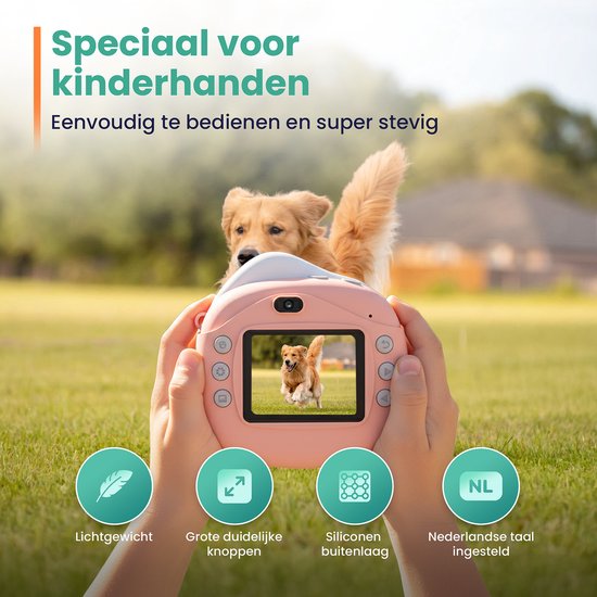 ODESSEY Caméra pour enfants avec imprimante - Full HD - Caméra Selfie - Carte SD 32GB - Photo - Vidéo - Jeux - Caméra numérique pour enfants - Caméra photo pour enfants - Rose