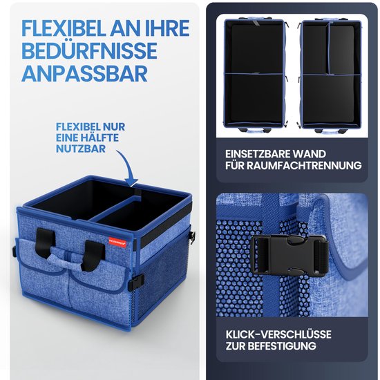 HELDENWERK Organisateur de bottes premium avec couvercle, robuste et antidérapant - Sac à bottes pliable, grand avec double fond - Boîte de coffre, boîte d'organisation de bottes