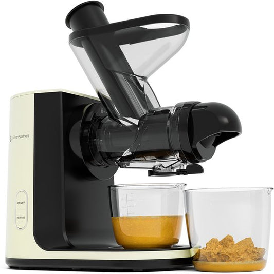 KitchenBrothers Slowjuicer - Presse-agrumes - Presse-légumes et fruits - alimentation 43 mm et 60 mm - 400 ml - Champagne