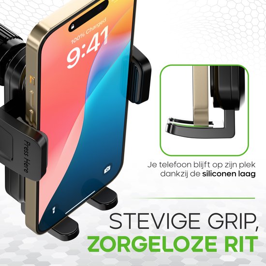 iSetchi FlexMount - Support de téléphone pour voiture - Grille de ventilation - Support de téléphone portable - Accessoires de voiture - Support universel - Design extensible - Noir