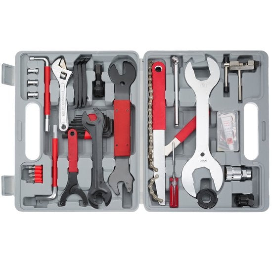 tectake - Kit d'outils pour vélo - mallette de 50 pièces - gris - 403284