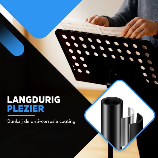 Finesse Music Stand for Sheet Music with Phone Holder - XL - Foldable - with Carrying Bag - Lectern - for Tablet - Black