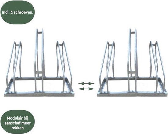 BRASQ Porte-vélos pour 3 vélos - Support à vélos - Porte-vélos - Support à vélos au sol, matériel de fixation inclus - Argent