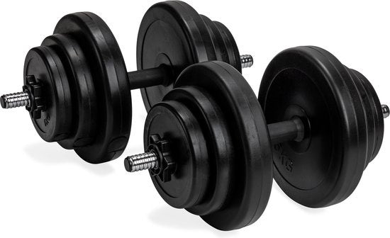 VirtuFit Adjustable Dumbbell Set - Poids d'haltères - 2 haltères en vinyle 14kg - 28kg