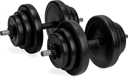 VirtuFit Adjustable Dumbbell Set - Poids d'haltères - 2 haltères en vinyle 14kg - 28kg