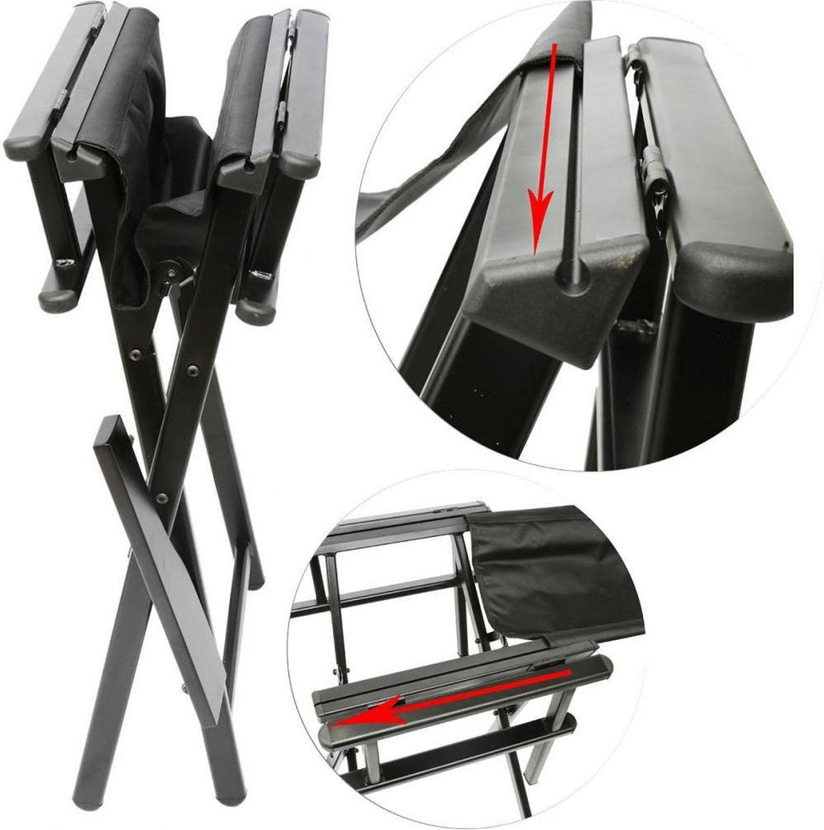 VDD Chaise de directeur Maquillage - Chaise de coiffeur - Pliable - Noir