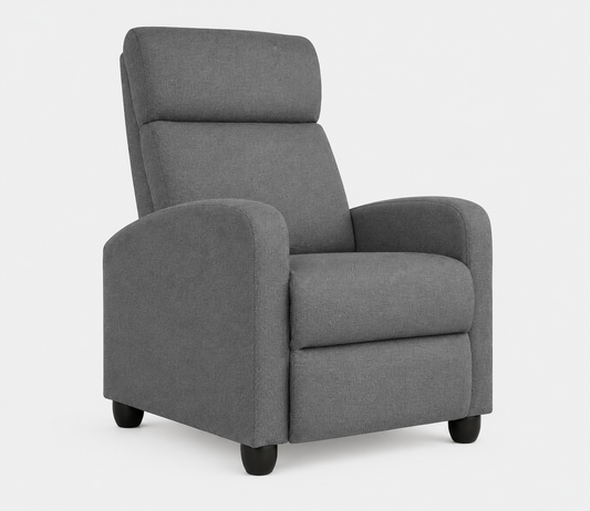 Fauteuil relax réglable Yaheetech - Gris - Fauteuil TV en lin avec repose-pieds et fonction d'inclinaison